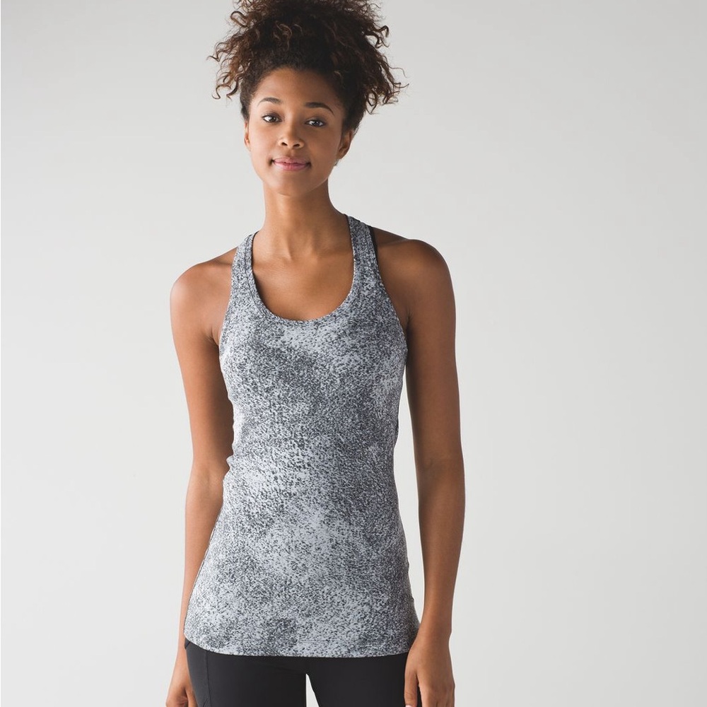 Lululemon Cool Racerback II - Luon Spray Jacquard White Black (First Release)